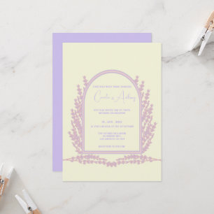 Lavender Purple Pink Beige Floral Boho Wedding Invitation
