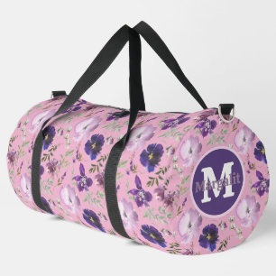 Lavender Purple Pink Floral Orchids Large Duffle Bag