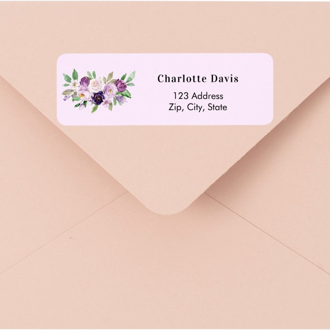 Lavender purple pink roses flowers return address  (Creator Uploaded)