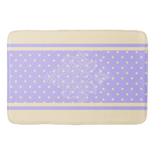 Lavender purple polka dots and yellow  bath mat