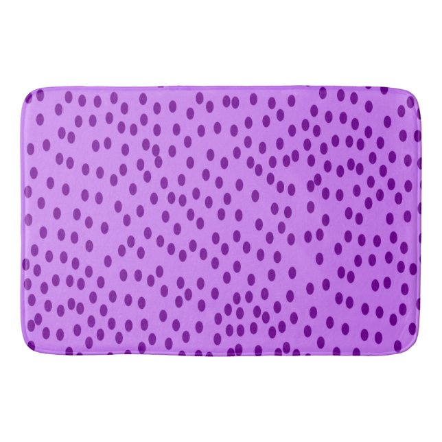 Lavender Purple Polka Dots  Bath Mat (Front)
