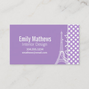 Lavender Purple Polka Dots; Paris Business Card