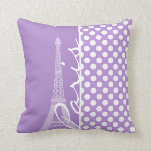 Lavender Purple Polka Dots; Paris Cushion