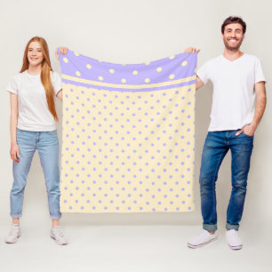 Lavender purple polka dots & yellow fleece blanke blanket