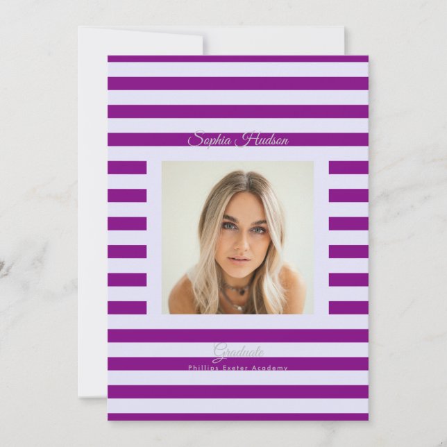 Lavender Purple Prep High School Photo Grad Cards (Front)