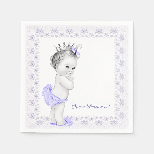 Lavender Purple Princess Baby Shower Napkin (Front)