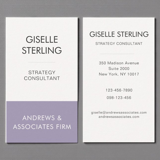 Lavender Purple Professional Corporate Modern Business Card (Creator Uploaded)