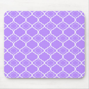 Lavender Purple Quatrefoil Geometric Pattern Mouse Pad