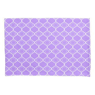 Lavender Purple Quatrefoil Geometric Pattern Pillowcase