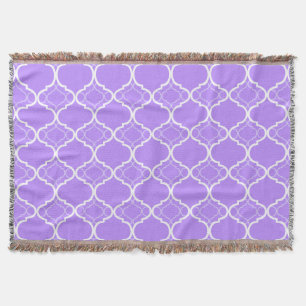 Lavender Purple Quatrefoil Geometric Pattern Throw Blanket