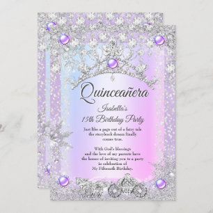 Lavender purple Quinceanera 15th Winter Carriage Invitation