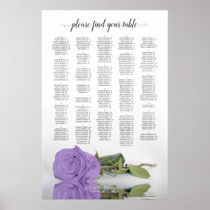 Lavender Purple Rose Alphabetical Seating Chart