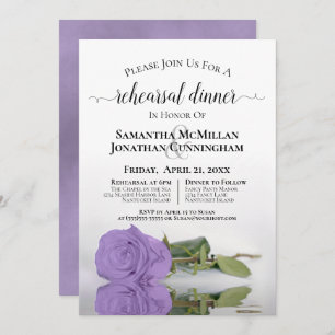 Lavender Purple Rose Chic Wedding Rehearsal Dinner Invitation