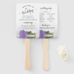 Lavender Purple Rose Elegant Wedding Program Hand Fan