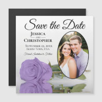 Lavender Purple Rose Save The Date Photo Magnet