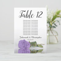 Lavender Purple Rose Table Seating Chart Large