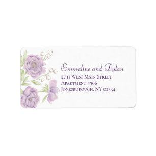 Lavender Purple Rose Wedding Address Labels