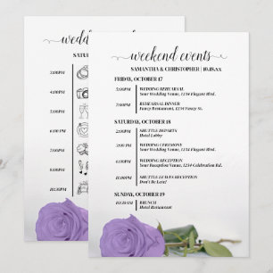 Lavender Purple Rose Wedding Events & Timeline Programme
