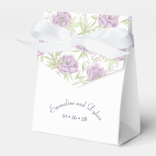 Lavender Purple Rose Wedding Favour Box (Front Side)