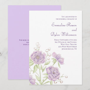 Lavender Purple Rose Wedding Invitation