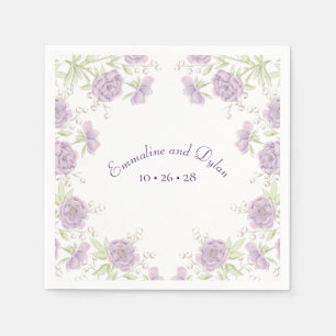 Lavender Purple Rose Wedding Napkin