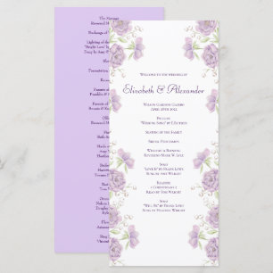 Lavender Purple Rose Wedding Programs Menu