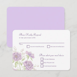 Lavender Purple Rose Wedding RSVP Reply Invitation