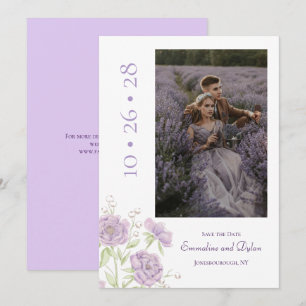 Lavender Purple Rose Wedding Save the Date Invitation