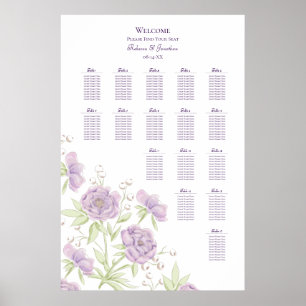 Lavender Purple Rose Wedding Seating Chart