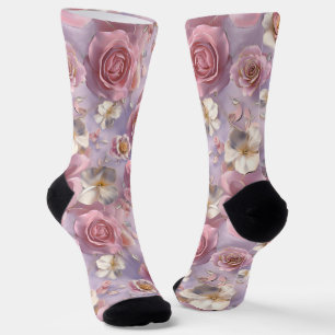 Lavender, Purple Roses Socks