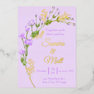 Lavender Purple Silver Foil Floral Boho Wedding Fo