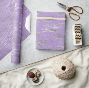 Lavender Purple Silver Stripes Birthday Wrapping Paper