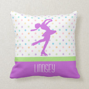 Lavender Purple Skater Bright Pastel Polka-Dots Cushion
