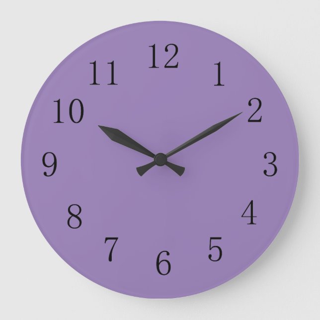 Lavender Purple Solid Colour Large Clock (Front)