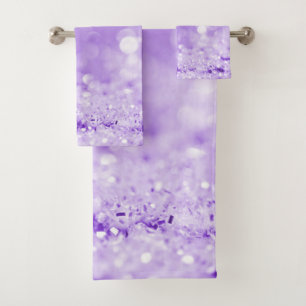 LAVENDER PURPLE SPARKLE BUBBLE BATHROOM TOWEL