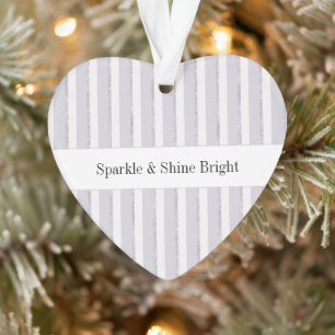 Lavender Purple Sparkle Glitter Stripes Christmas Ornament