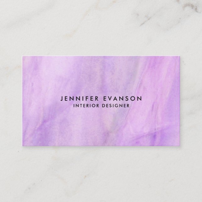 Lavender Purple Stained Glass Watercolor Pattern Business Card (Front)