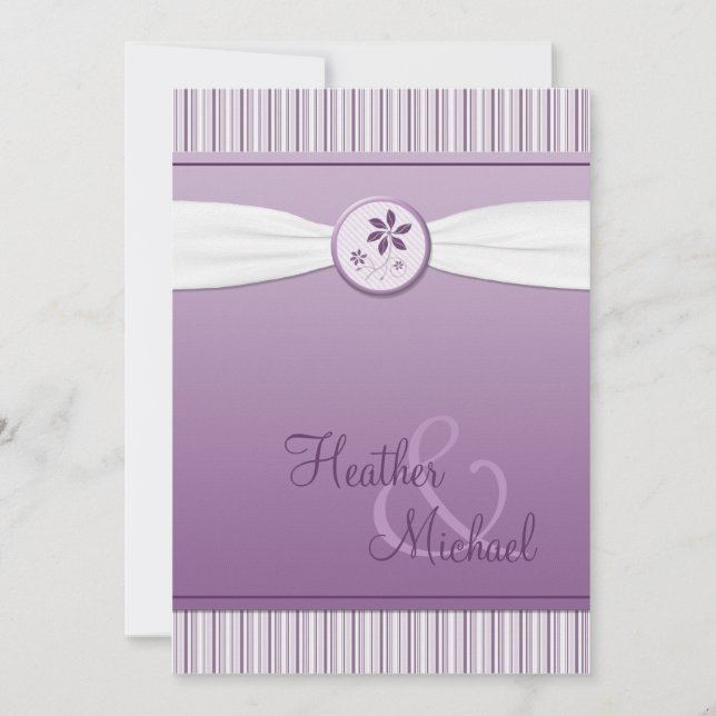 Lavender Purple Stripe Wedding Invitation (Front)