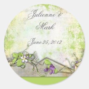Lavender Purple Sweet Peas Save the Date Sticker