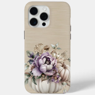 LAVENDER PURPLE & TAN FALL FLOWERS AND PUMPKINS iPhone 15 PRO MAX CASE