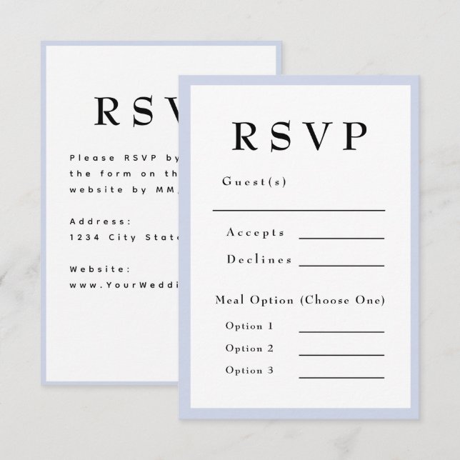 Lavender Purple Timeless Wedding RSVP Card (Front/Back)