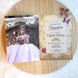 Lavender Purple Vintage Quinceanera Invitation