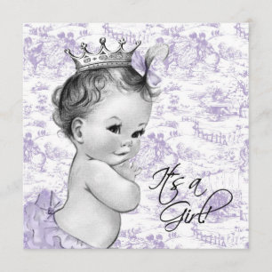 Lavender Purple Vintage Toile Baby Girl Shower Invitation
