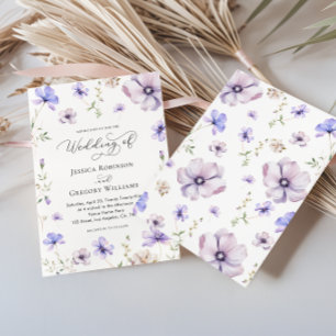 Lavender Purple Violet Floral Spring Wedding Invitation