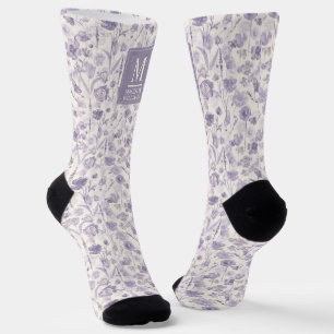 Lavender Purple Watercolor Floral Flowers Pattern Socks