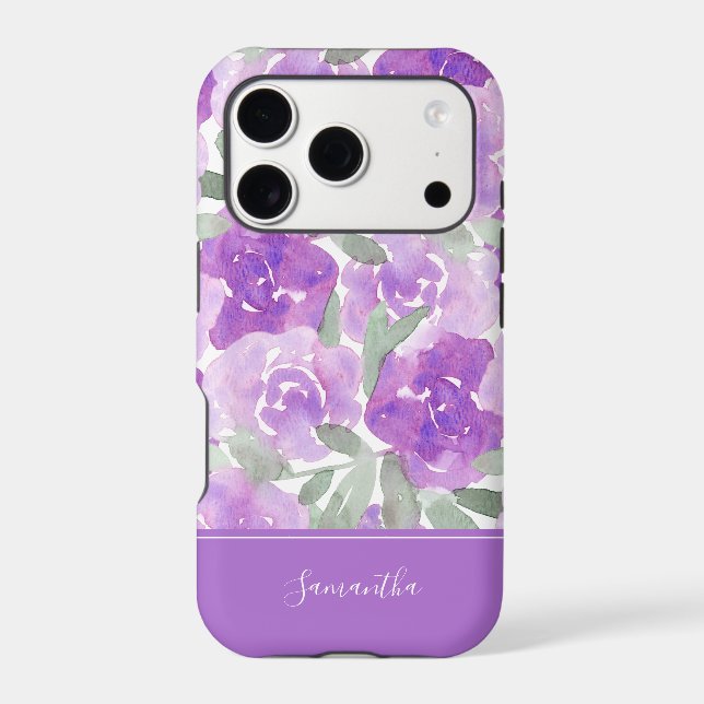 Lavender Purple Watercolor Floral Personalised (Back)
