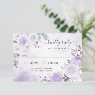 Lavender Purple Watercolor Florals RSVP Card