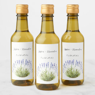 Lavender Purple Watercolor Flower Floral Wedding Wine Label