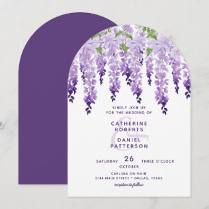 Lavender Purple Watercolor Wisteria Wedding Invitation
