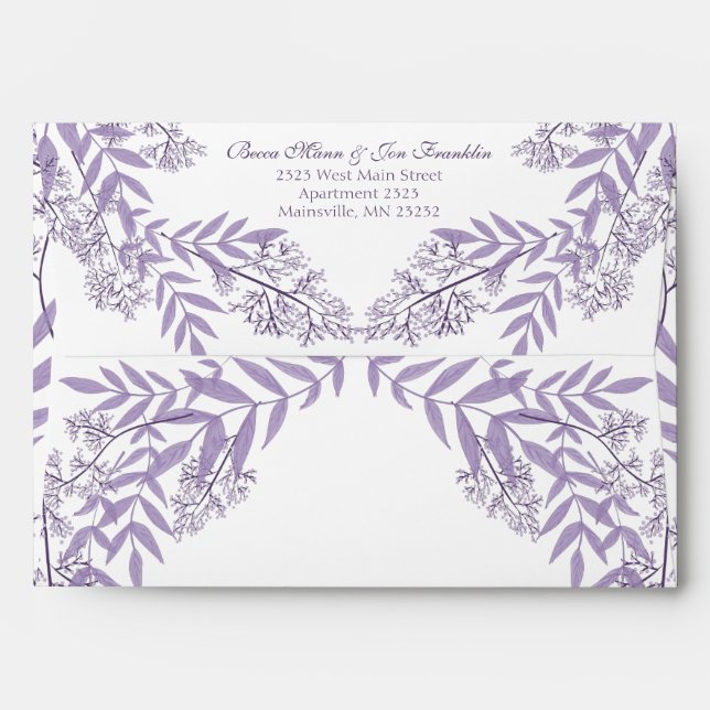 Lavender Purple Wedding Botanical Envelope (Back (Top Flap))